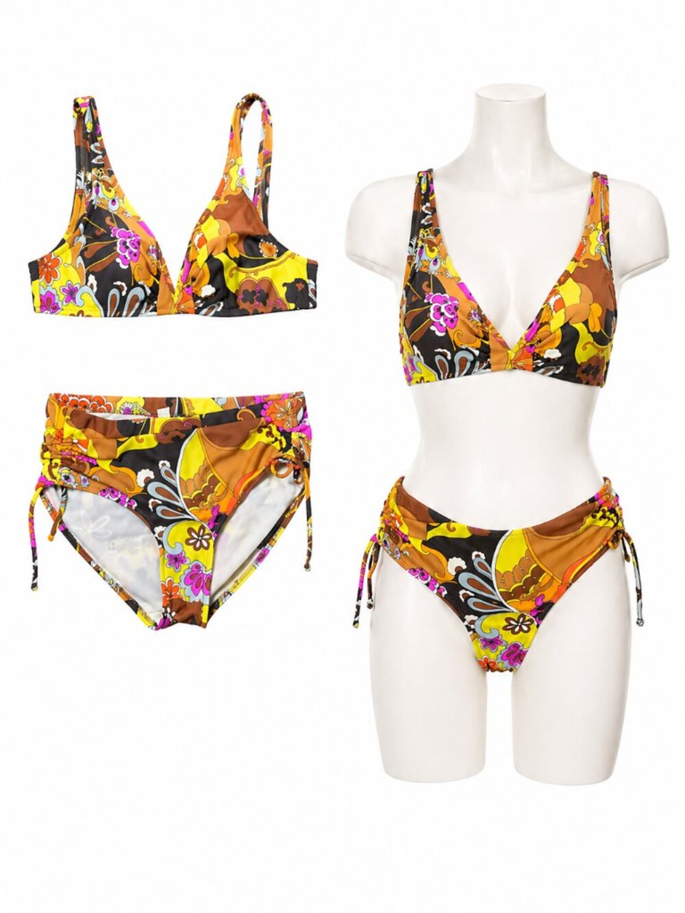 1960s Vintage Catalina Swimsuit Paisley Two piece Bikini high waisted